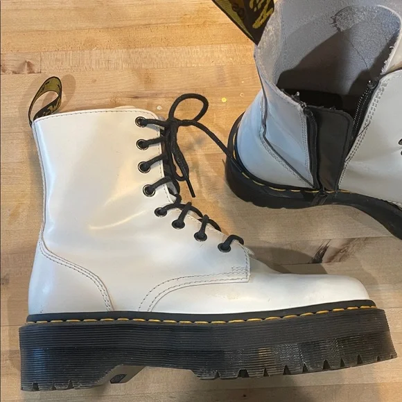 Dr. Martens White Platform Combat Boots - Picture 2 of 10